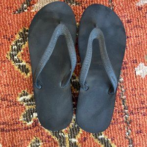 J.Crew Wedge Flip Flips Black Size 8